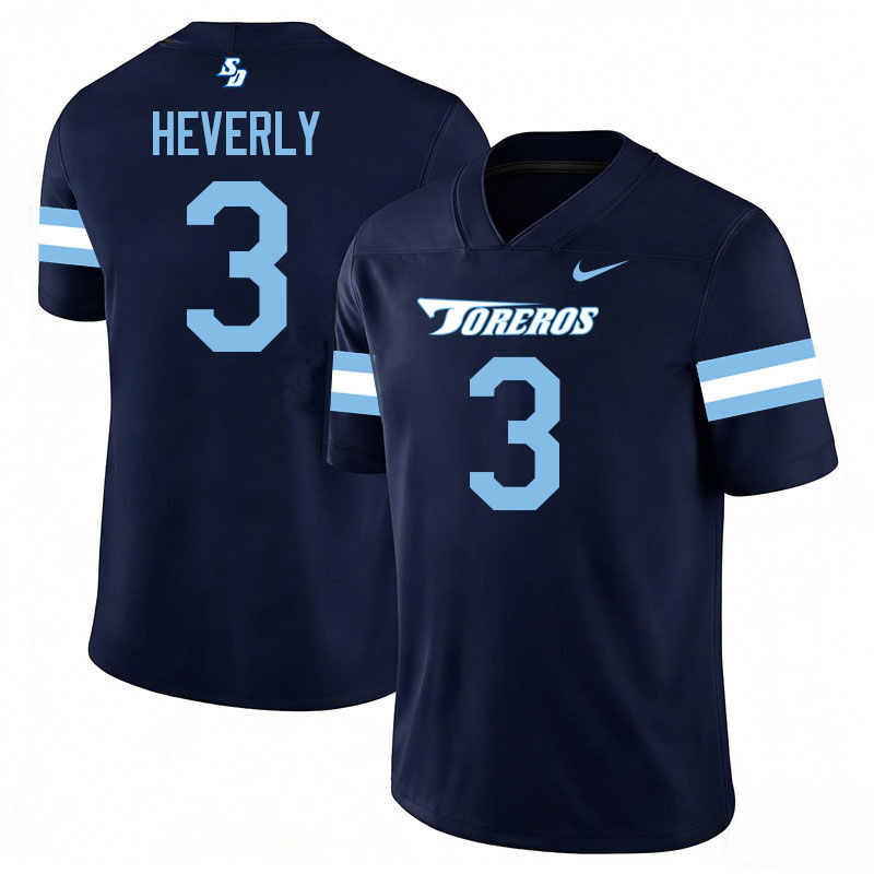 San Diego Toreros #3 Josh Heverly College Football Jerseys,Uniforms-Navy